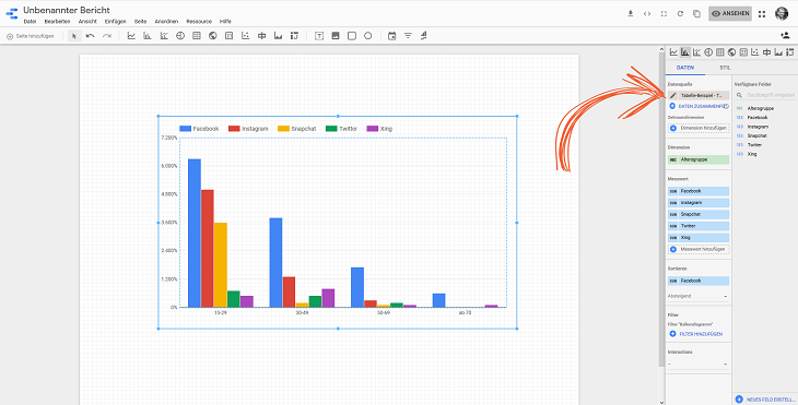 Benutzerdefiniertes Feld erstellen in Google-Data-Studio.