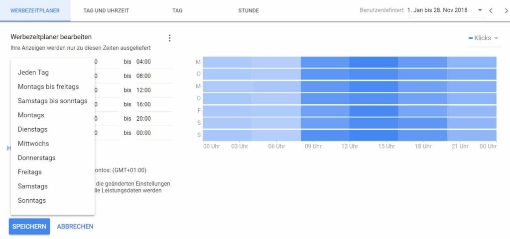 Werbezeitplan in Google Ads