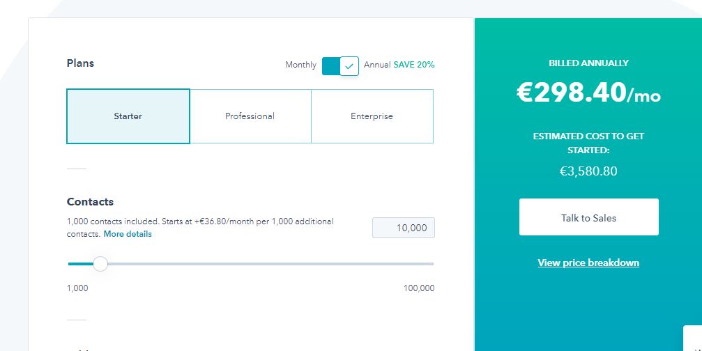 hubspot-preismodel-pro-kontakt
