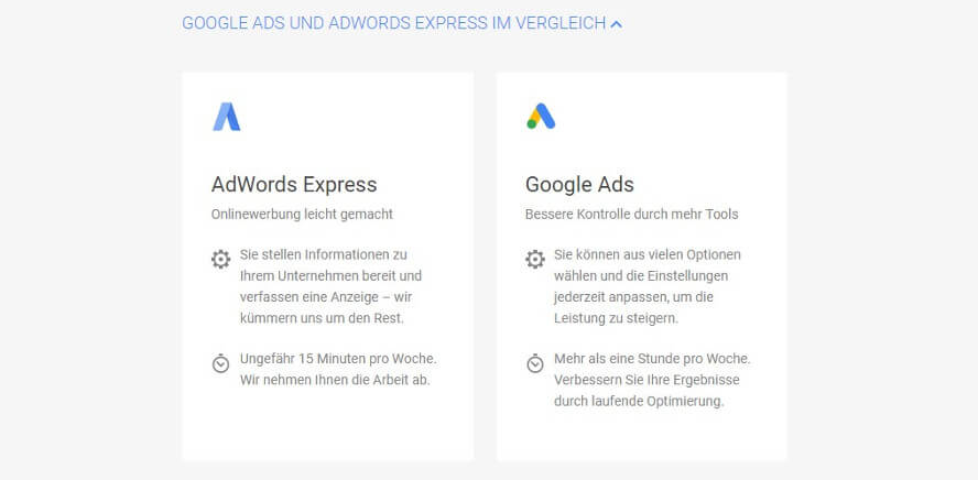 AdWords Express vs. Google Ads
