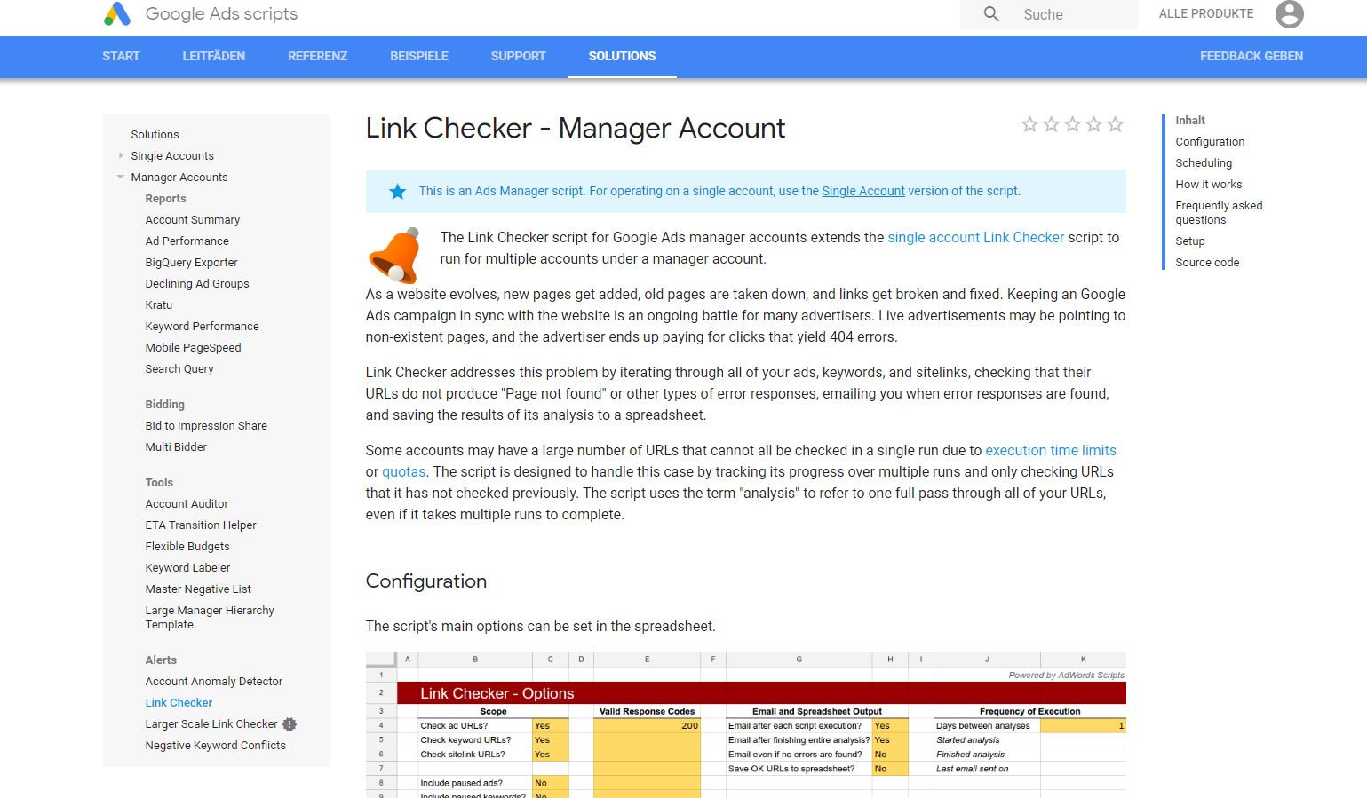 Link Checker Skript für Manager Accounts