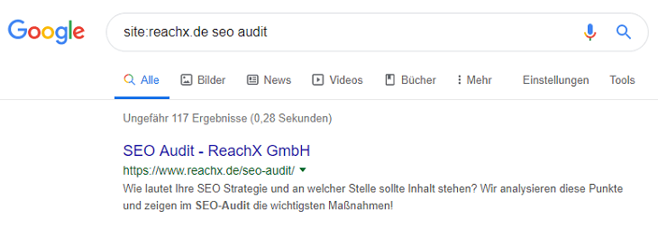 Site-Abfrage bei Google